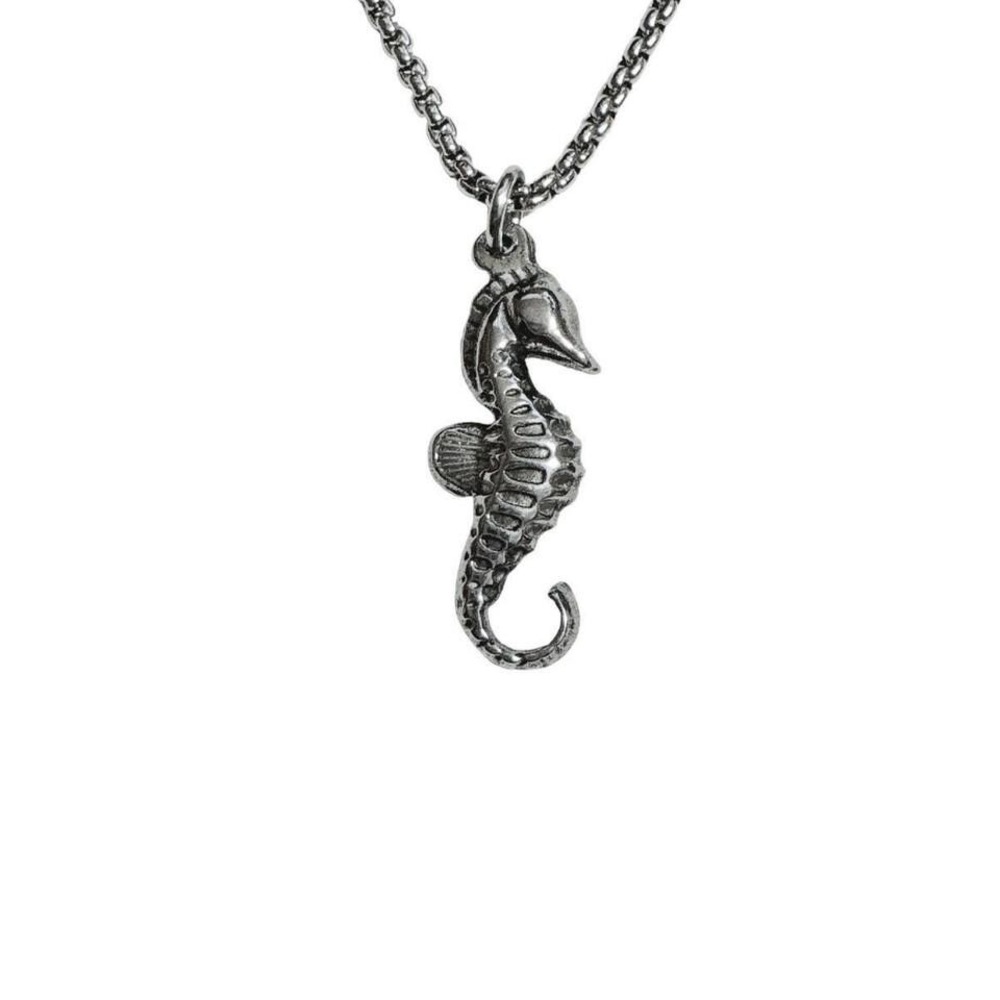 silver seahorse necklace handmade stainless steel non-tarnish sea life animal